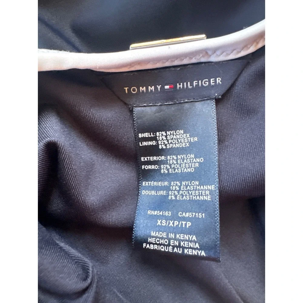 Tommy Hilfiger Swimsuit One Piece Womens XS Navy Blue Front Zip Scoop Back